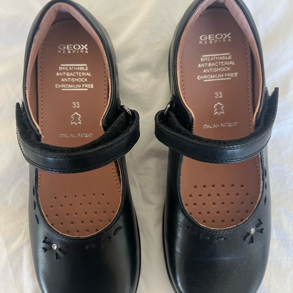 Geox Black Dress Shoes with Classic Mary Jane Design
